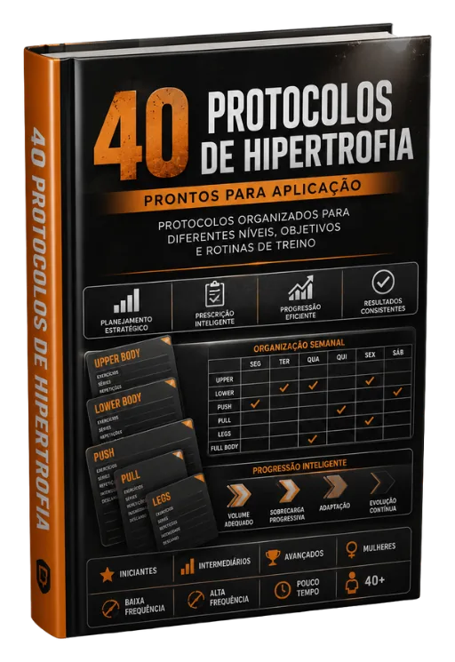 Mockup do bônus 40 Protocolos de Hipertrofia Prontos para Aplicação