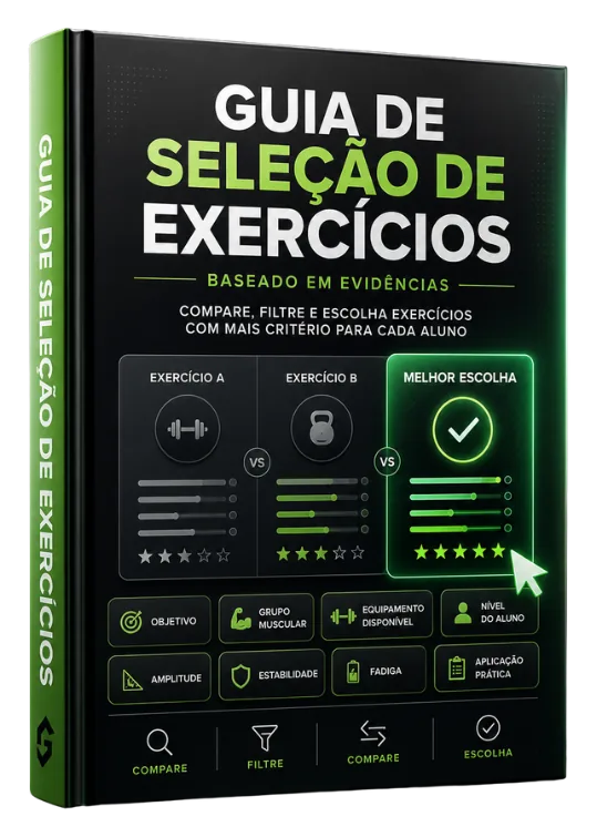 Mockup do bônus Guia de Seleção de Exercícios Baseado em Evidências
