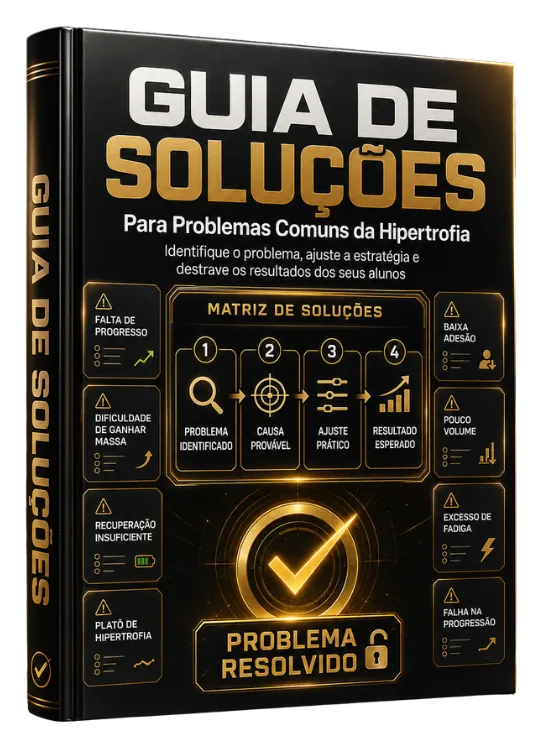 Mockup do bônus Guia de Soluções para Problemas Comuns da Hipertrofia
